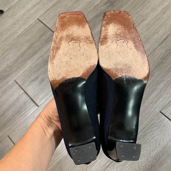 STUART WEITZMAN Navy Blue Sqaure Toe Block Heels Pumps Size 9.5B - Picture 6 of 9